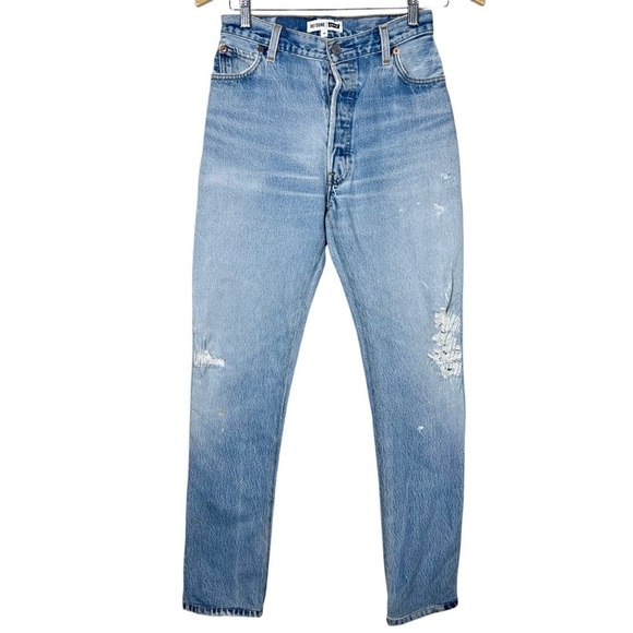RE/DONE Levi’s USA Women’s High Rise Button Fly Denim Distressed Jeans Size 24